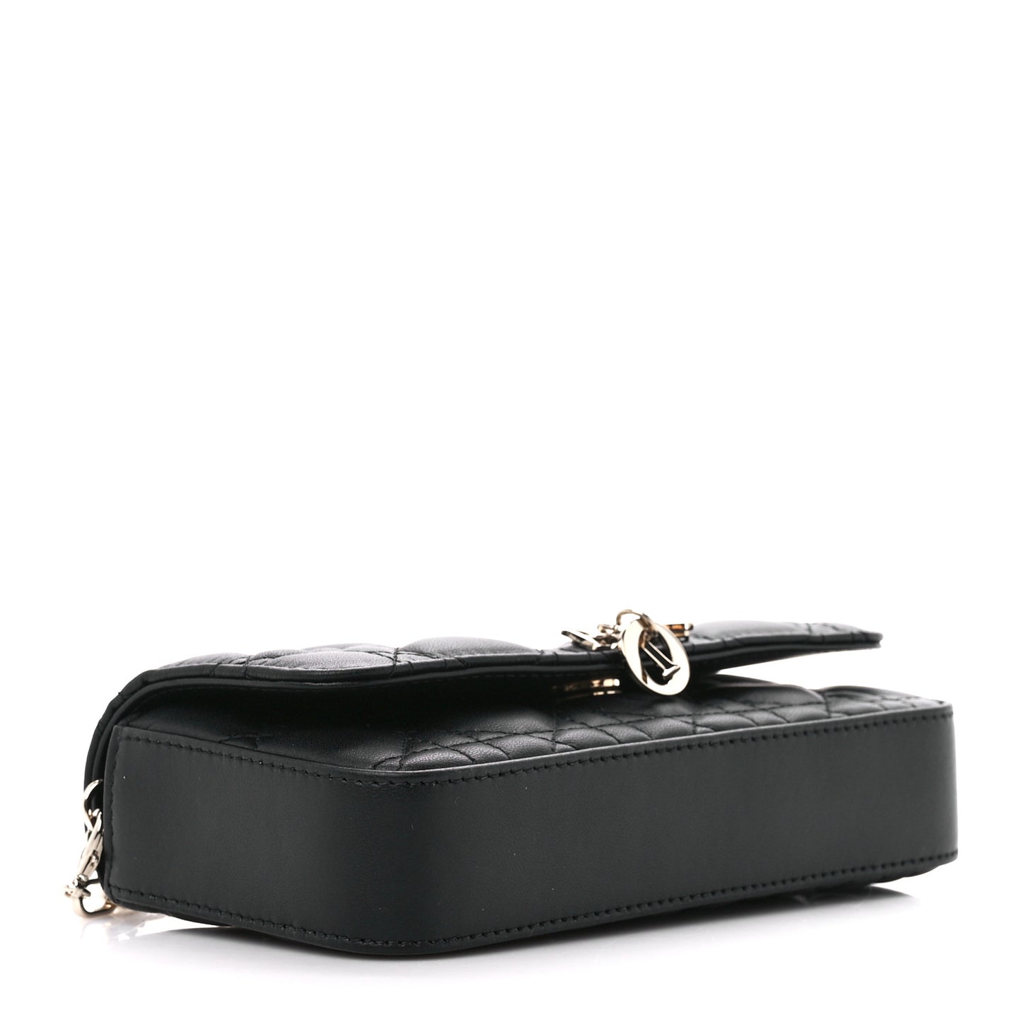 Lambskin Cannage Dior Talk Phone Pouch Black