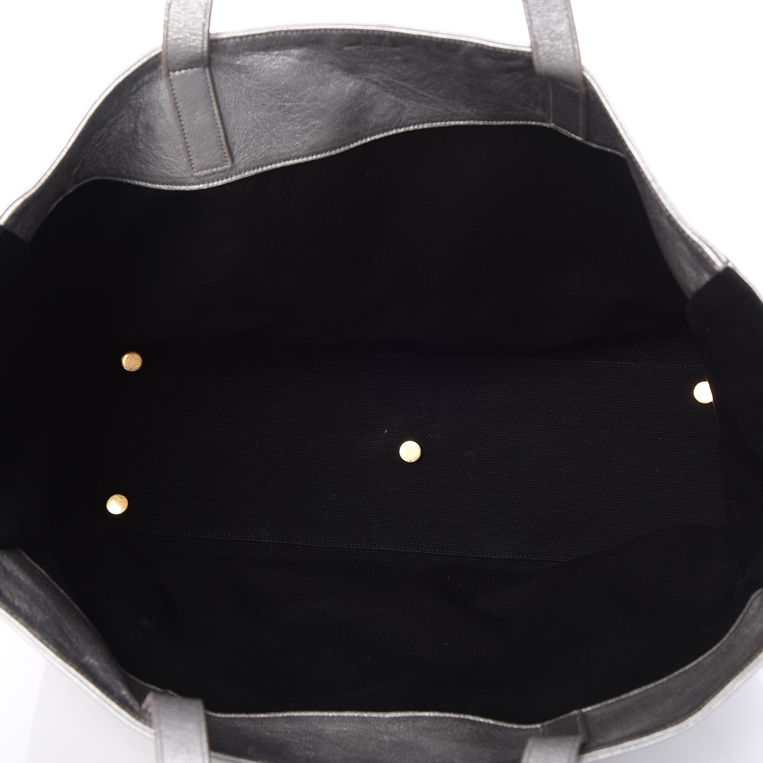Saint Laurent Metallic Calfskin Large Reversible Shopper Tote Bag Black Silver 6 of 8