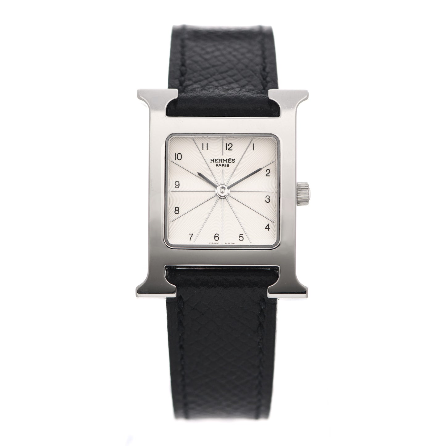 Stainless Steel Epsom 21mm Heure H Hour Quartz Watch Noir