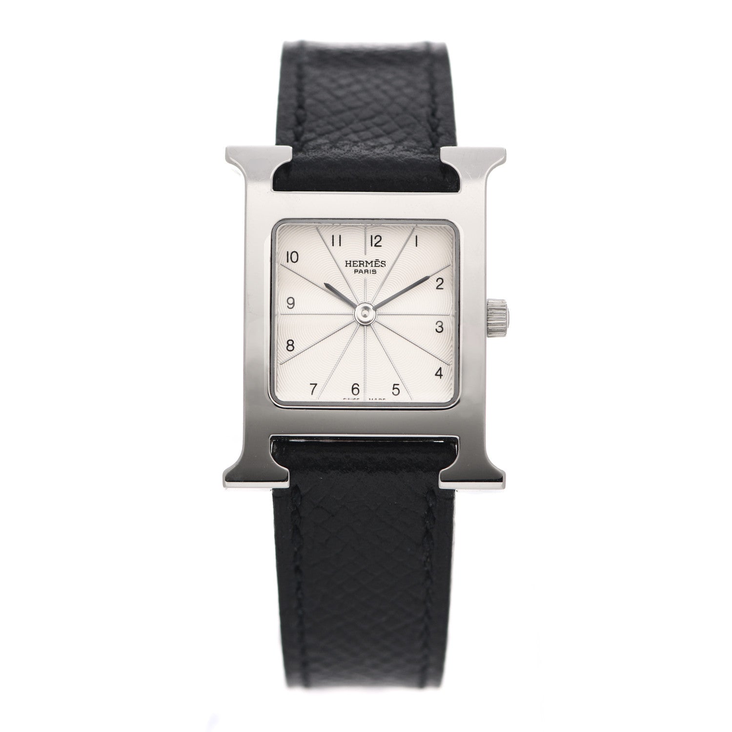 Hermes Stainless Steel Epsom 21mm Heure H Hour Quartz Watch Noir 2 of 8