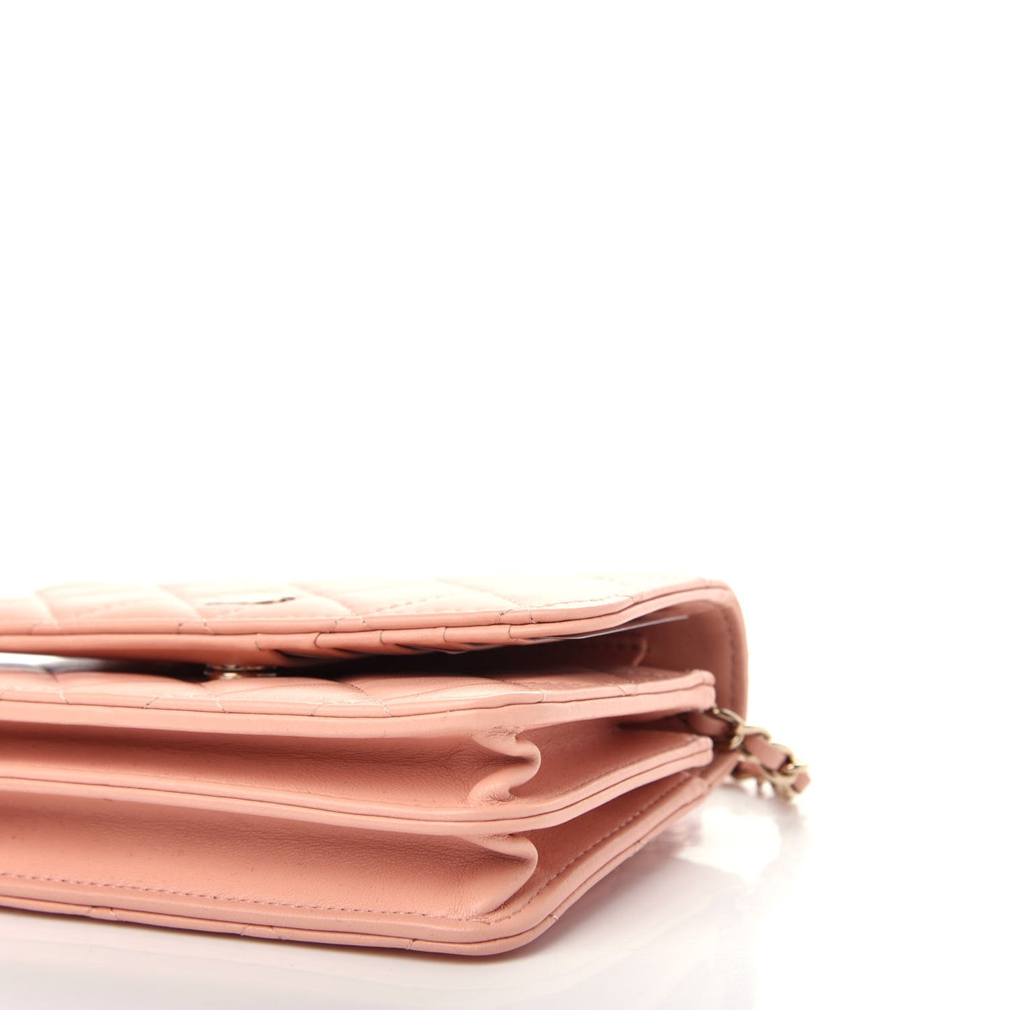 Lambskin Quilted Mini Wallet On Chain WOC Light Pink