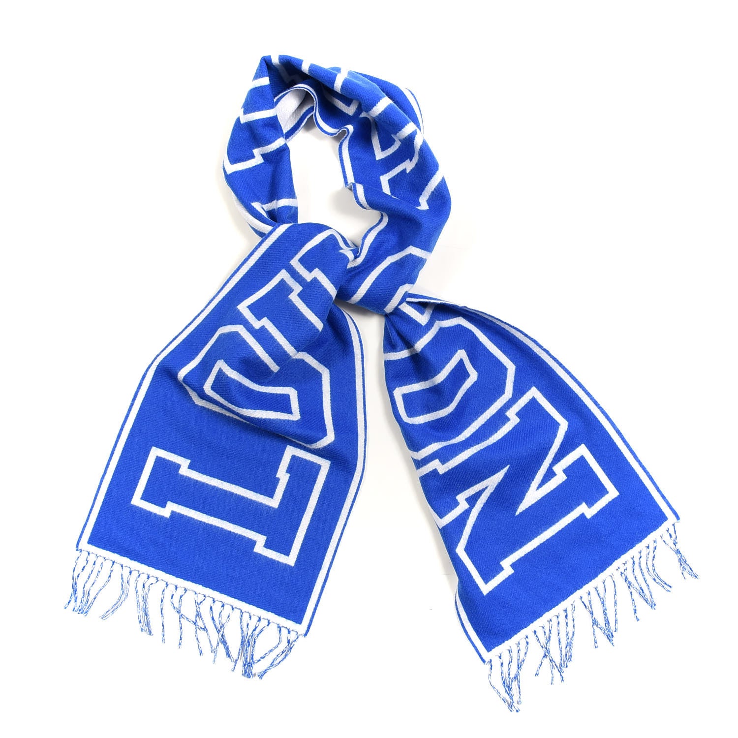 Louis Vuitton Wool Cashmere Louis City Scarf Blue White 1 of 4