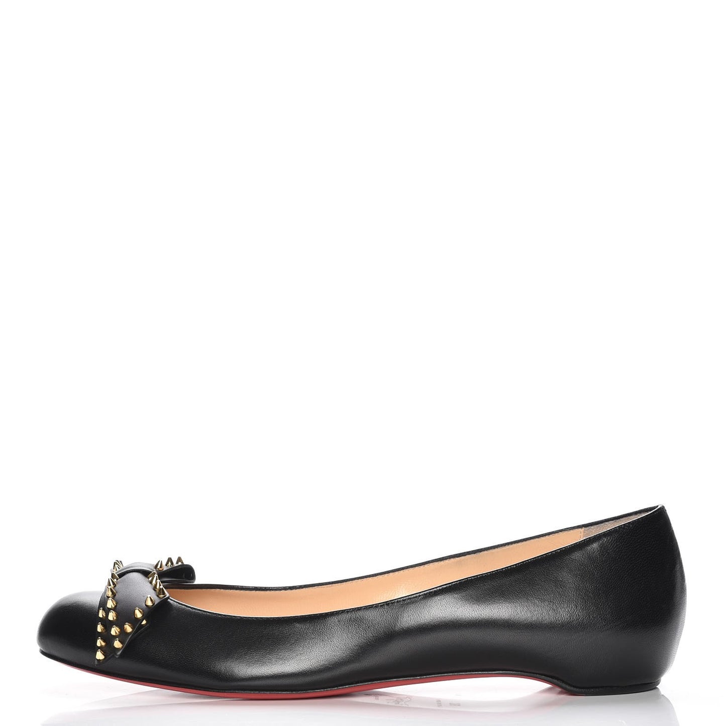 Shiny Nappa Spike Bow Ballerina Flats 39 Black