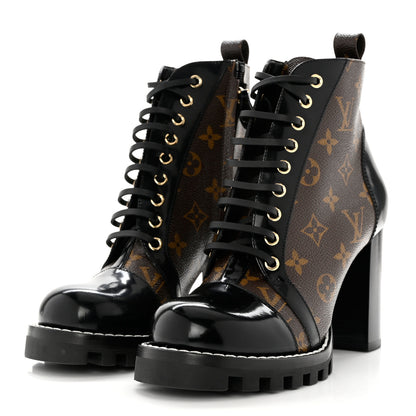 Louis Vuitton Patent Calfskin Monogram Star Trail Ankle Boots 39.5 Black 3 of 9