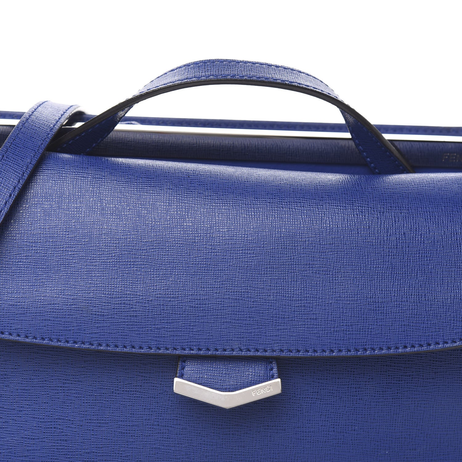Fendi Vitello Elite Flamingo Demi Jour Shoulder Bag Blue Neon 10 of 10