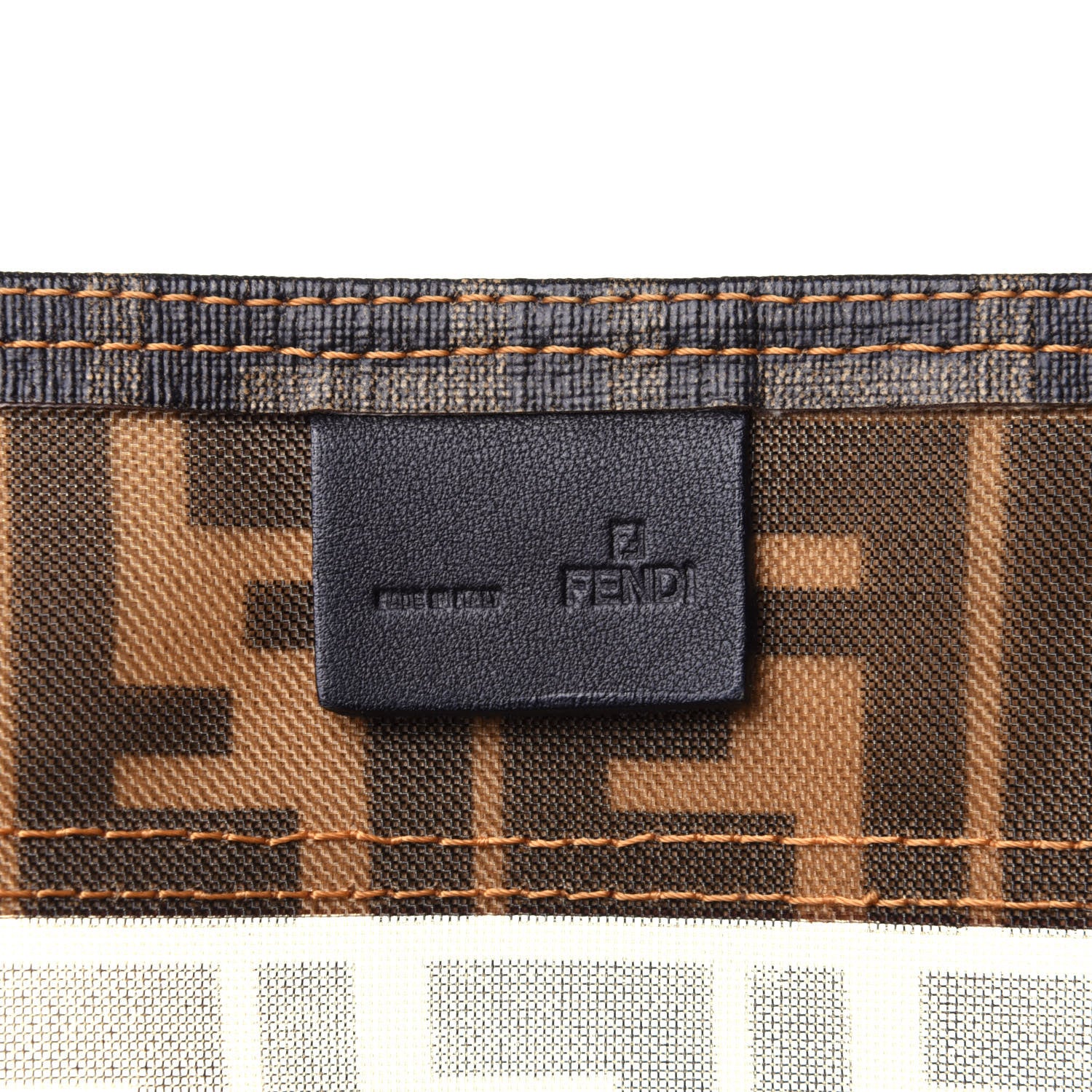 Fendi Mesh Glazed Fabric FF 1974 Tote Tobacco 6 of 10