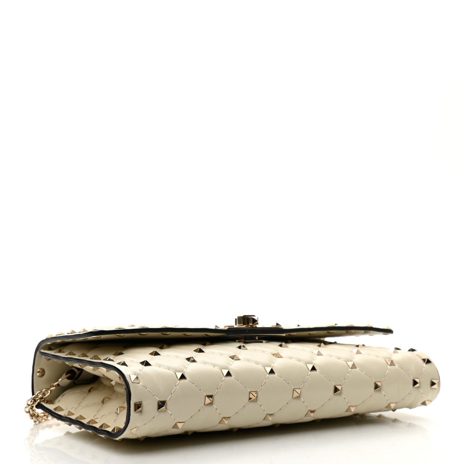 Valentino Garavani Nappa Rockstud Spike Wallet on Chain Light Ivory 4 of 11