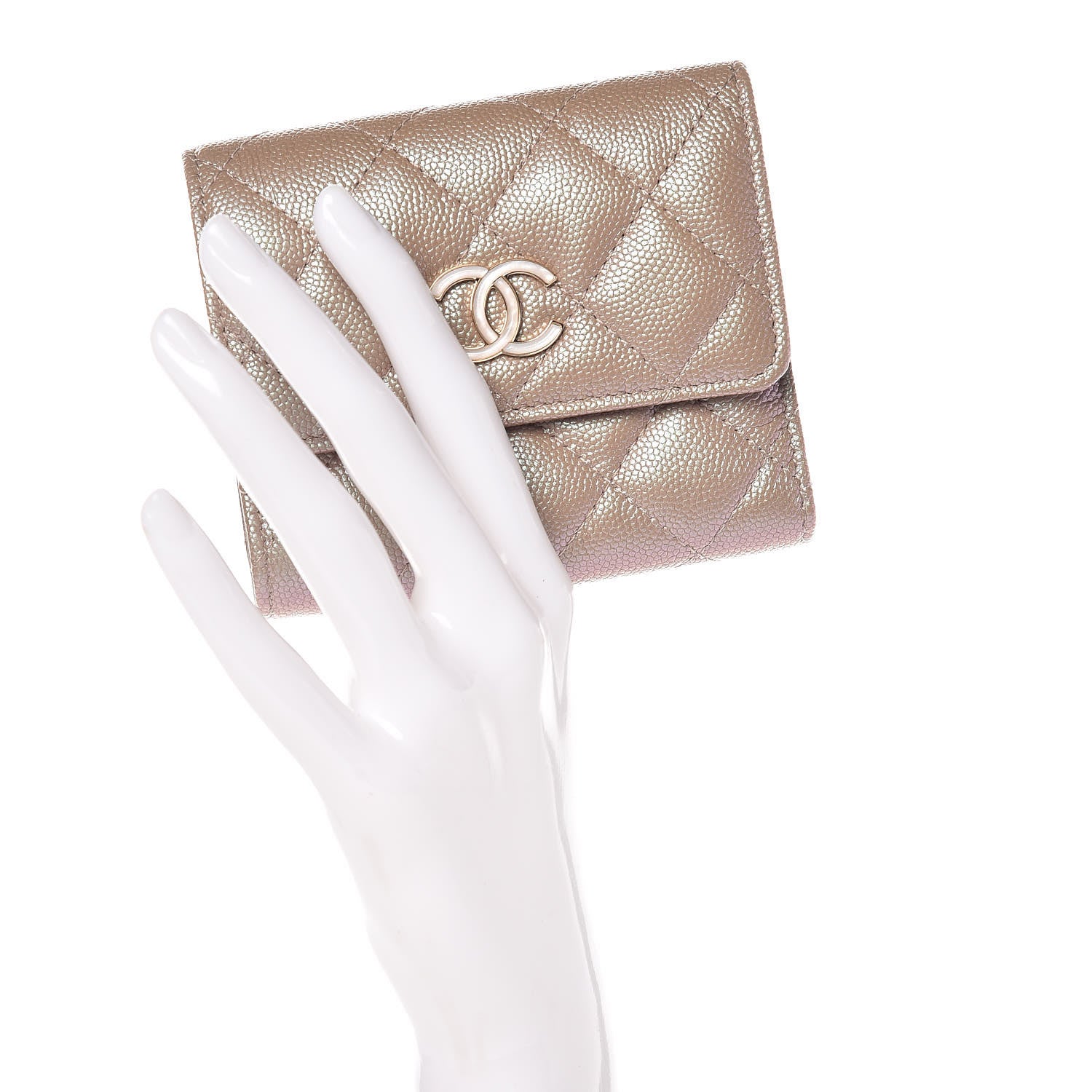Chanel Iridescent Caviar Quilted Small Flap Wallet Beige 2 of 9