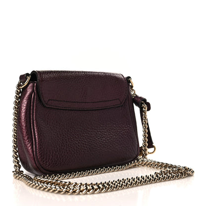 Gucci Metallic Pebbled Calfskin Small Soho Flap Crossbody Burgundy 3 of 9