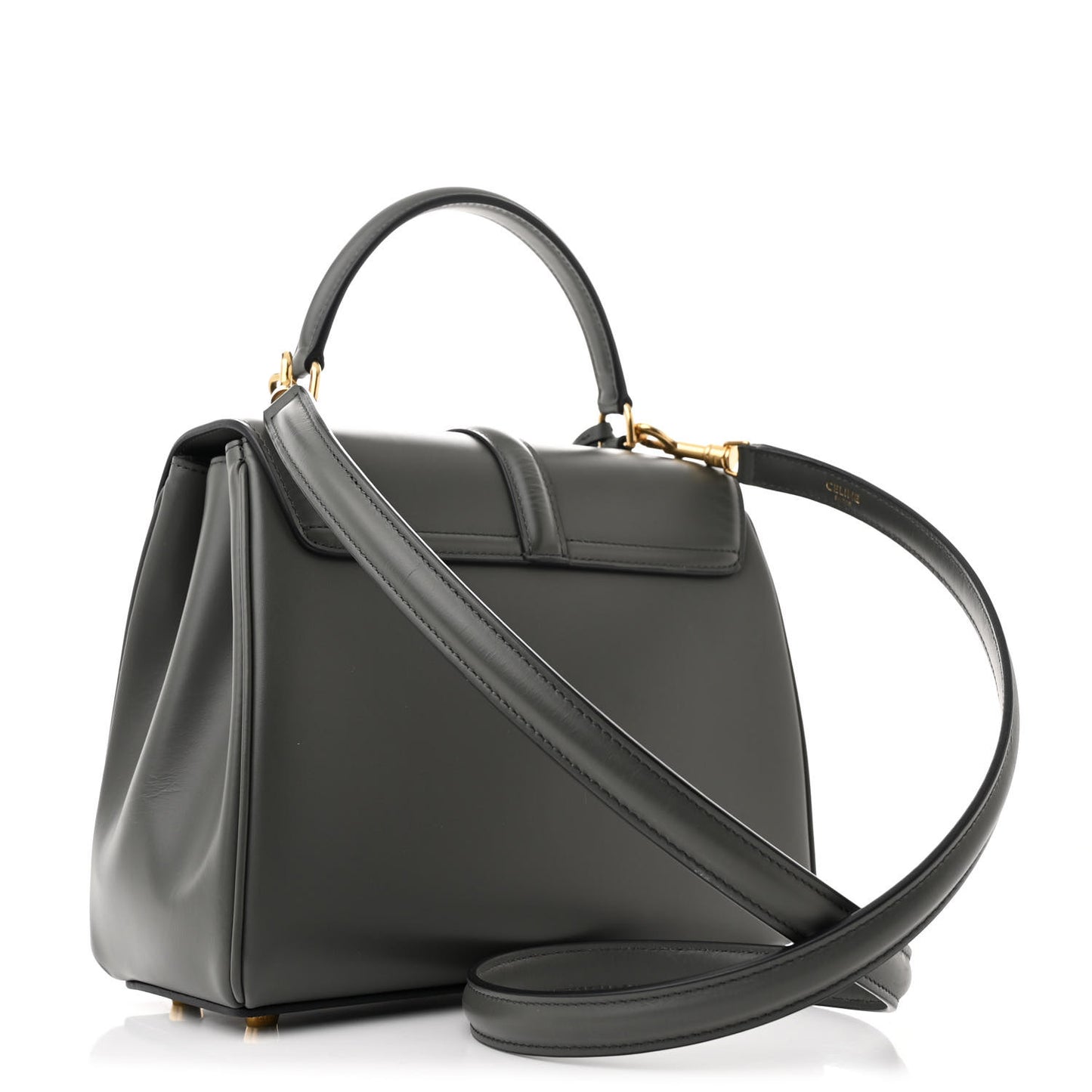 Satinated Calfskin Small 16 Top Handle Bag Gray