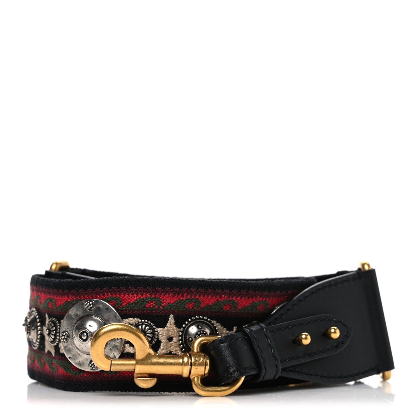 Canvas Embroidered Studded Bohemian Shoulder Strap Red
