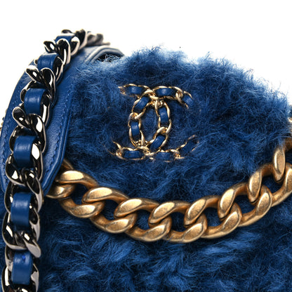 Chanel Shearling Sheepskin Chanel 19 Round Clutch With Chain Blue 8 of 10