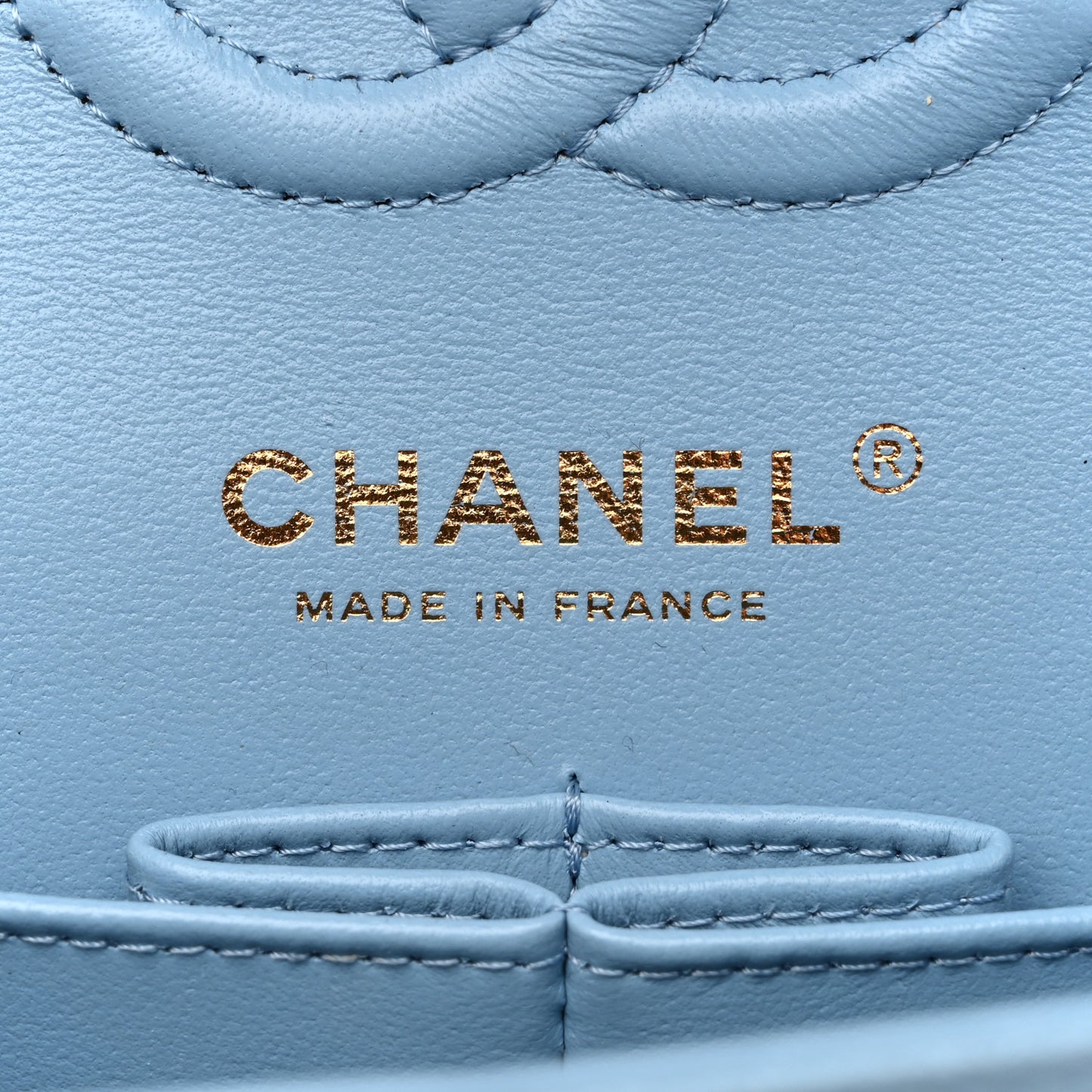 Caviar Quilted Small Double Flap Light Blue