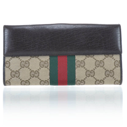 Gucci Monogram Calfskin Web Blake Continental Wallet Brown 2 of 12