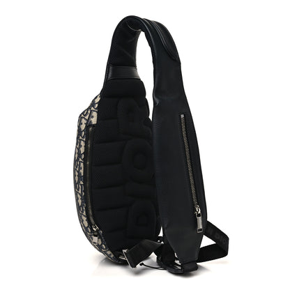 Christian Dior Grained Calfskin Oblique Scarab Sling Bag Blue Black 2 of 9