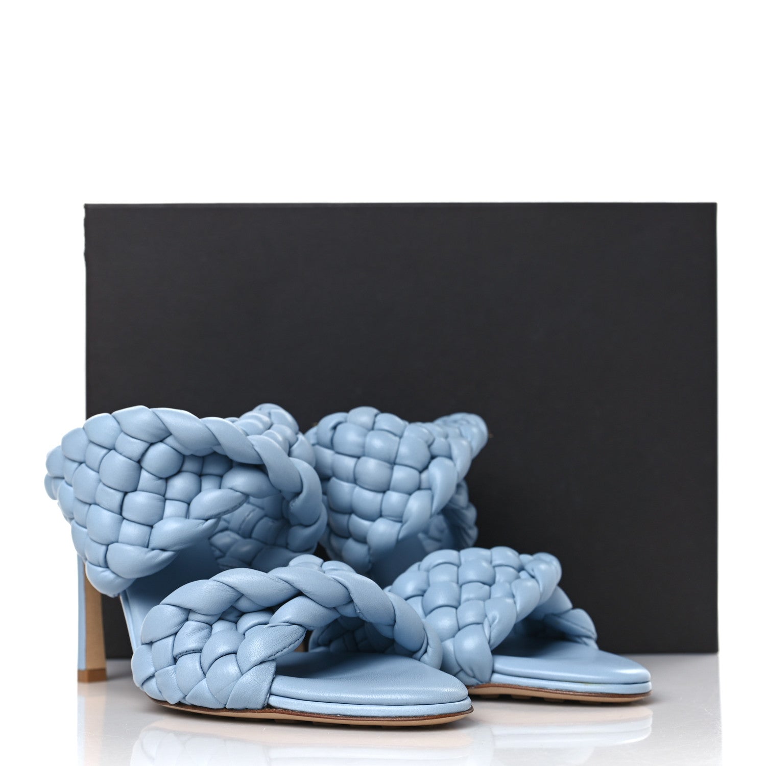 Bottega Veneta Nappa Twisted Padded Intrecciato Curve Slide Sandals 37 Ice 9 of 9