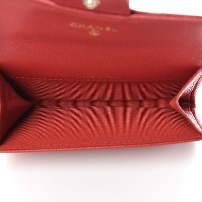 Chanel Caviar Quilted Flap Card Holder Wallet Red 5 of 9