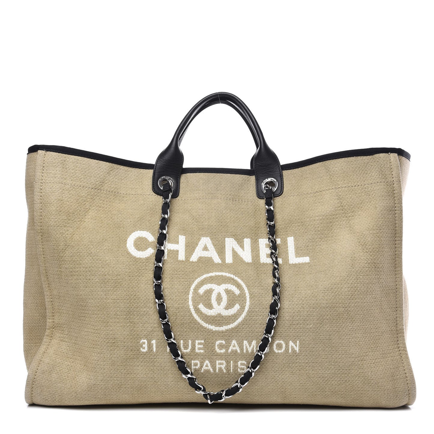 Canvas Extra Large Deauville Tote Beige Black