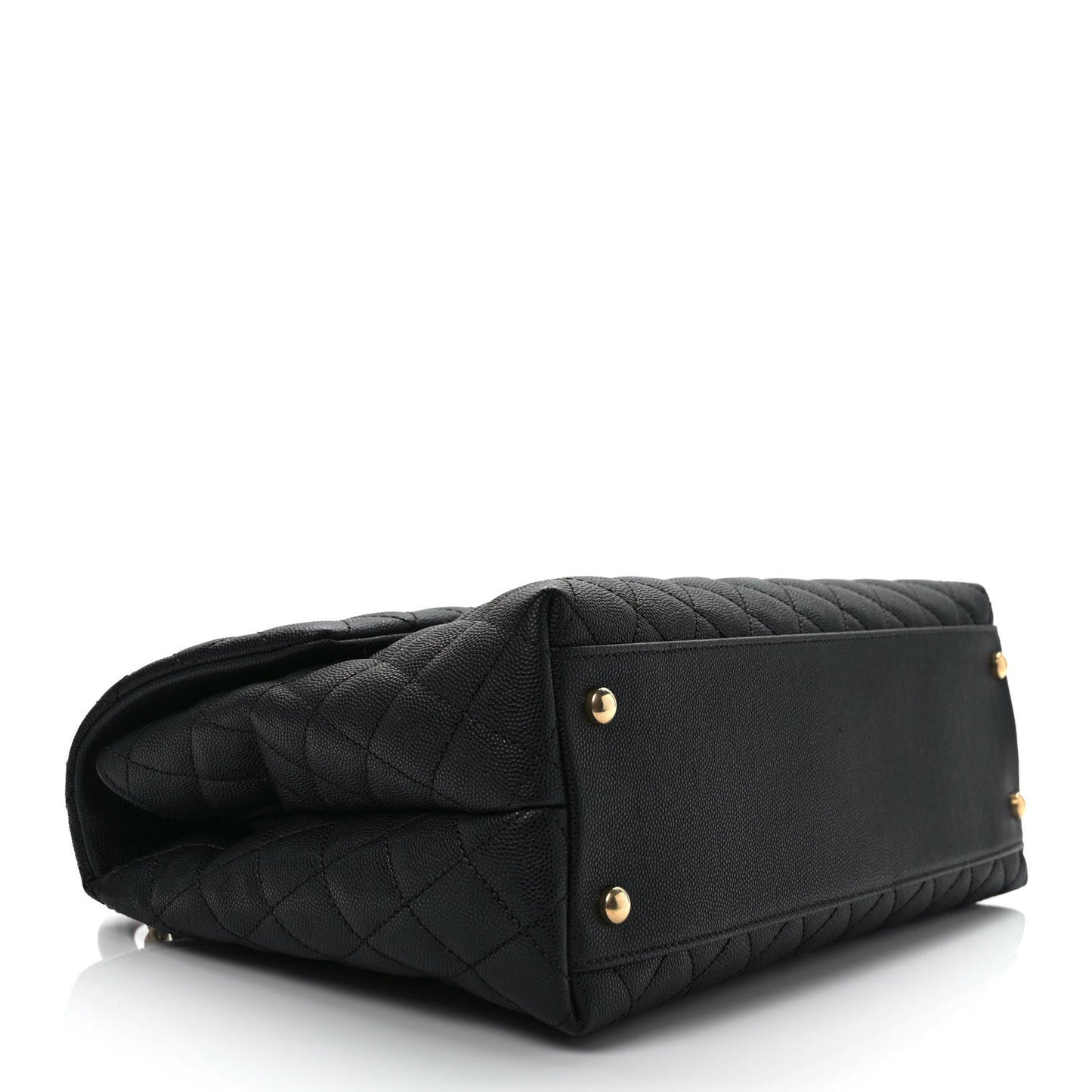 Caviar Lizard Quilted Medium Coco Handle Flap Black