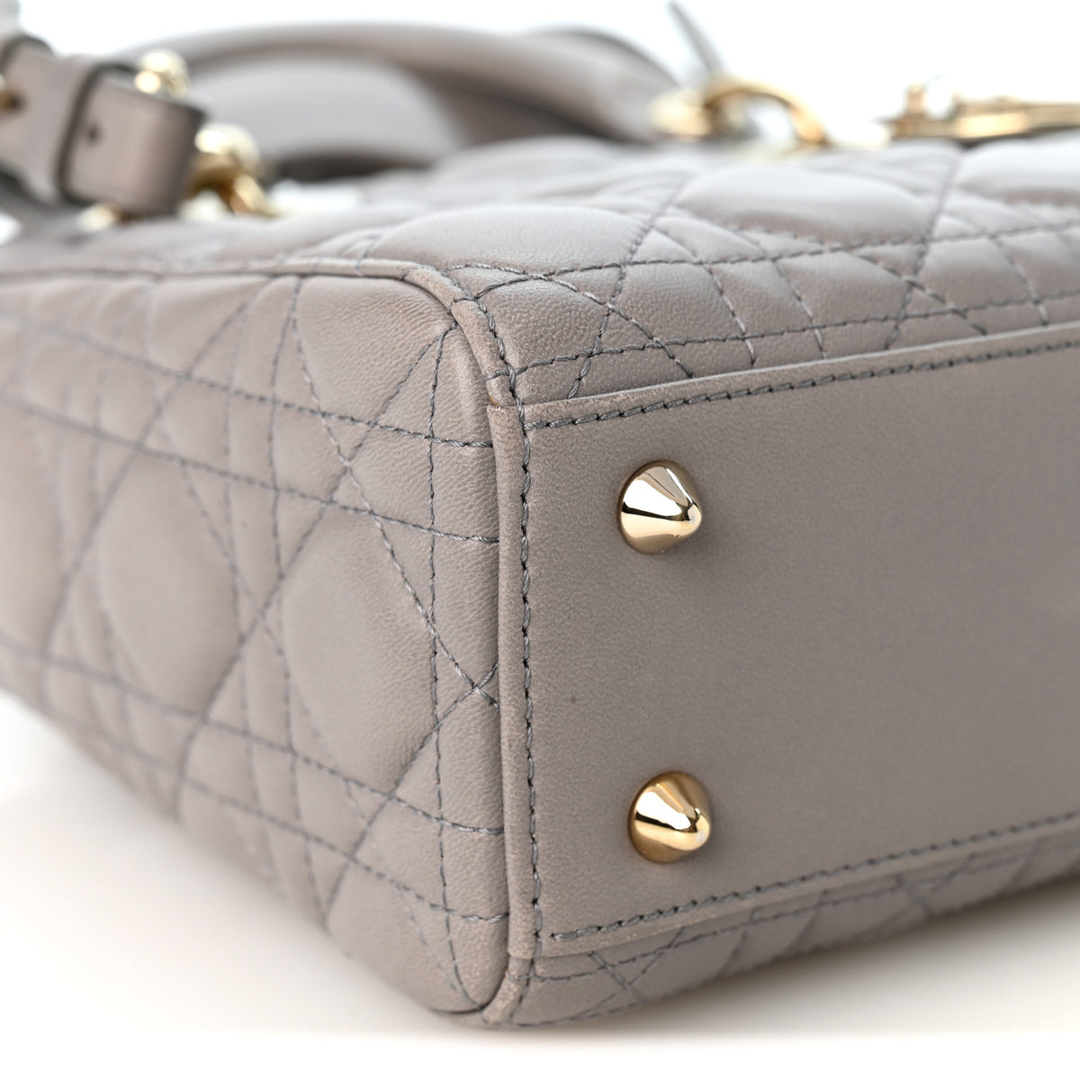 Christian Dior Lambskin Cannage Small My ABCDior Lady Dior Grey 9 of 10