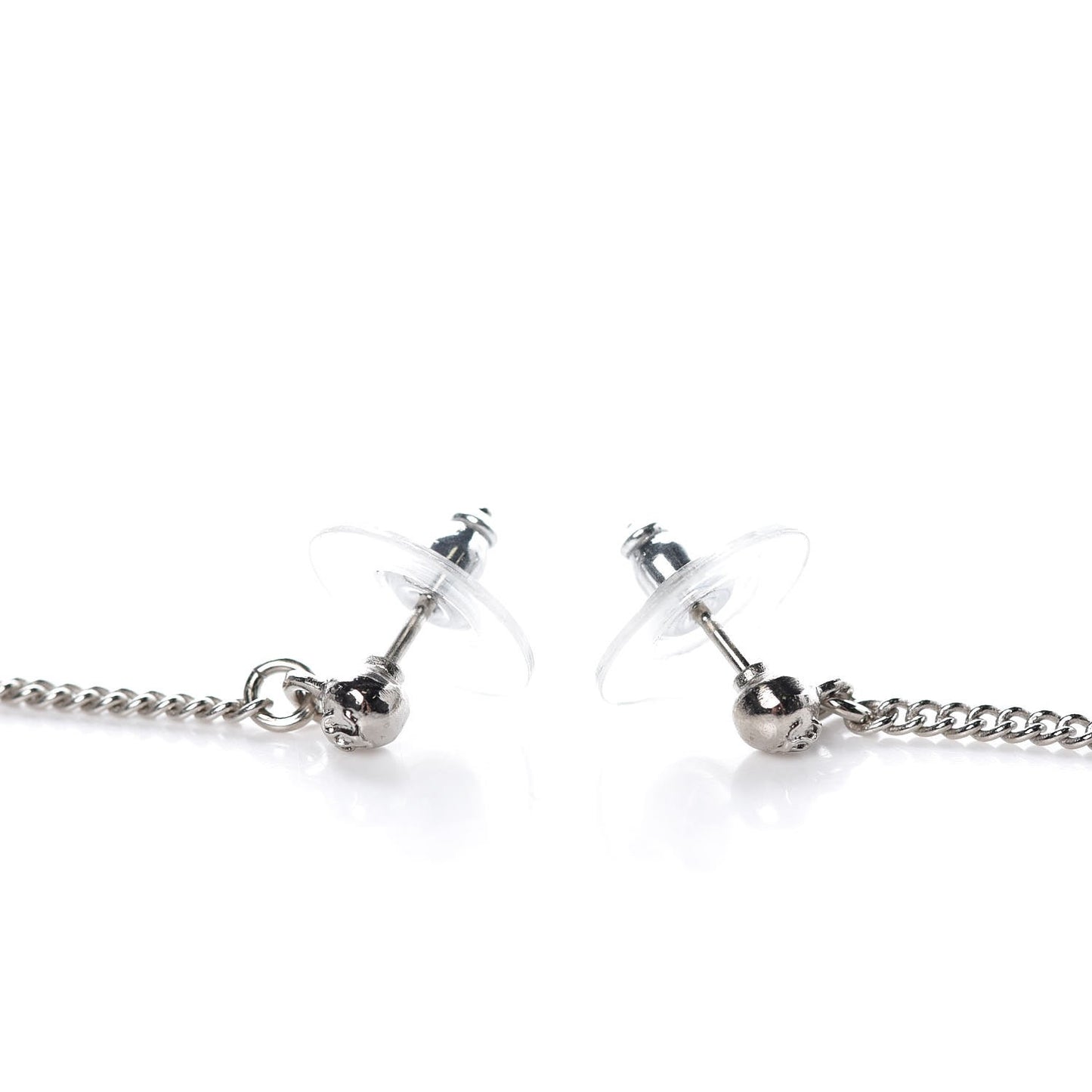 Baguette Crystal CC Drop Earrings Silver