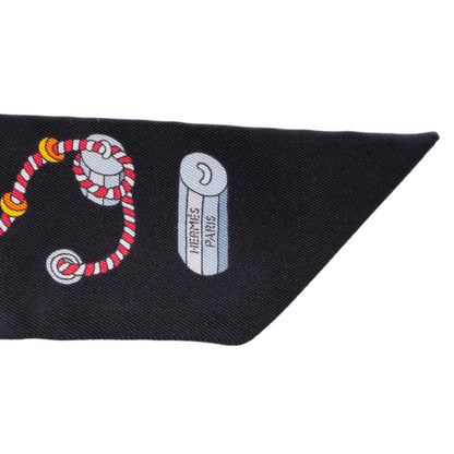 Hermes Silk Cordages Twilly Scarf Black 3 of 7