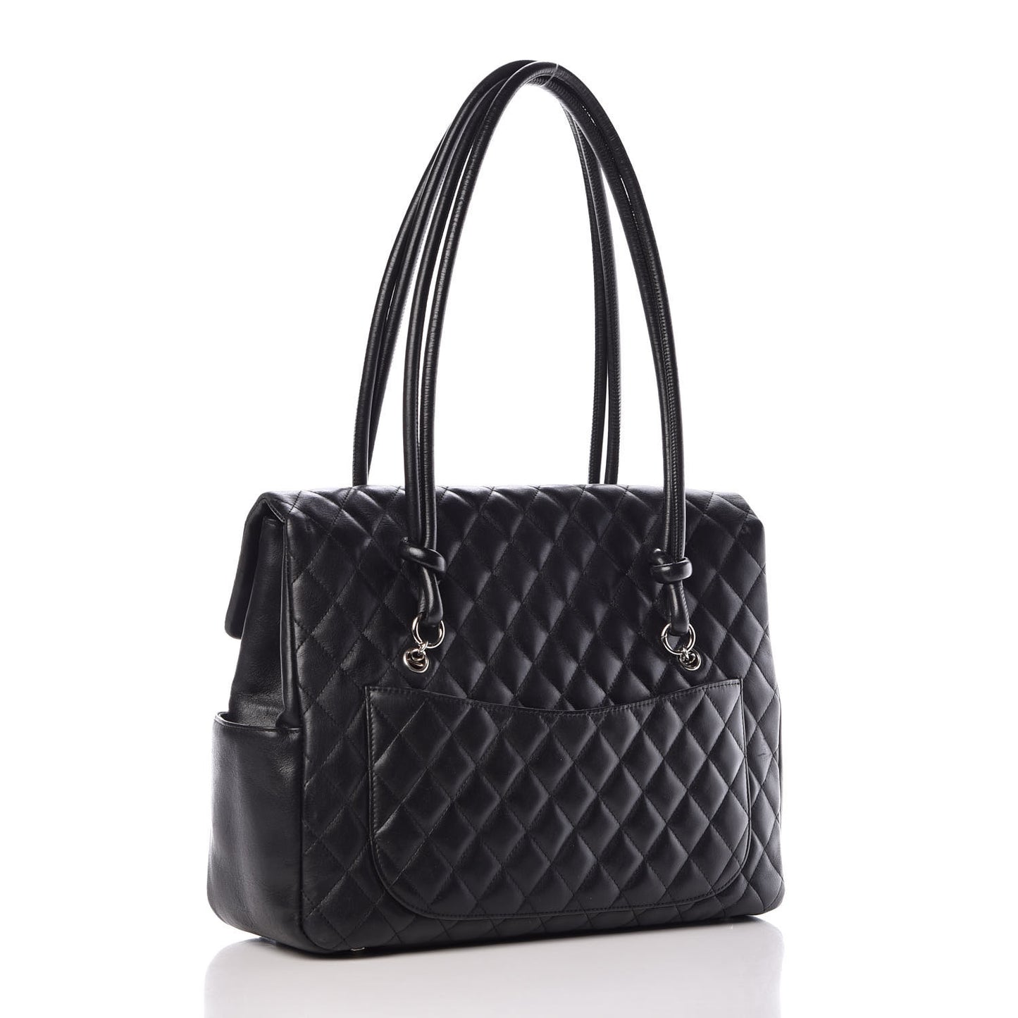 Calfskin Quilted Large Cambon Flap Black