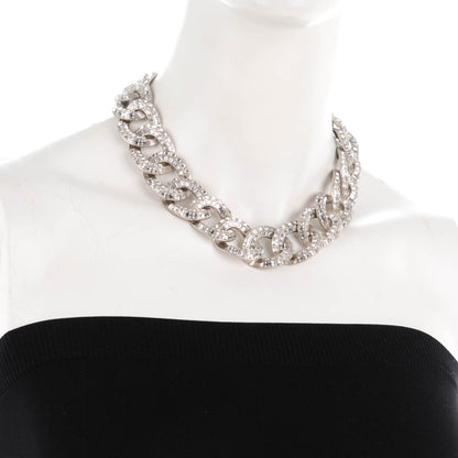 Chanel Crystal CC Chain Link Choker Necklace Silver 2 of 5