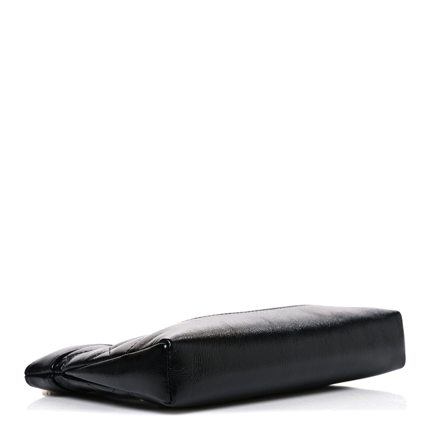 Shiny Crumpled Calfskin Quilted Nano 31 Shopping Bag Black