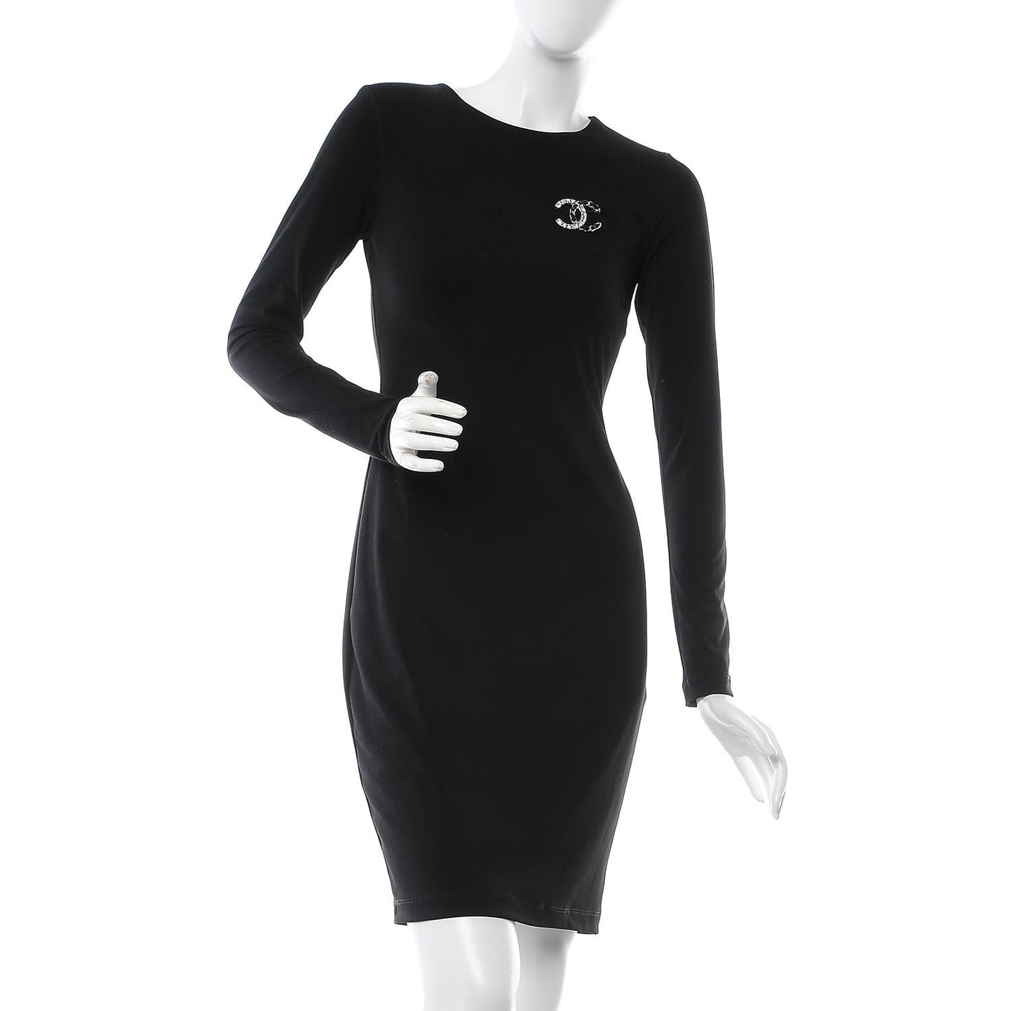 Lambskin Baguette Crystal CC Brooch Black Silver