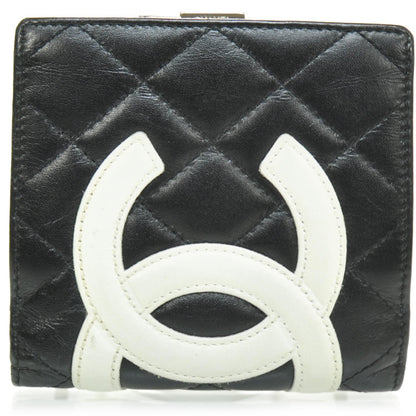 Chanel Calfskin Quilted Cambon Bi-Fold Wallet Black White 1 of 10