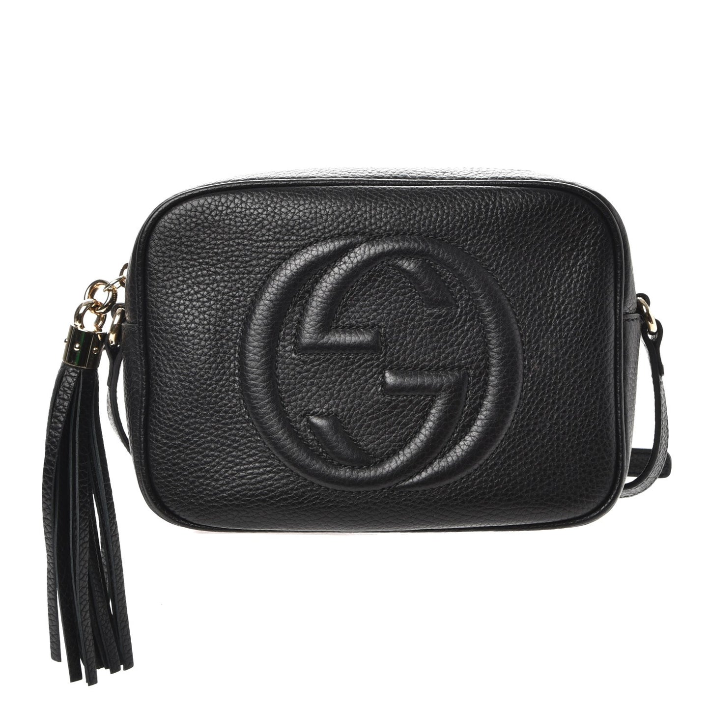 Pebbled Calfskin Small Soho Disco Bag Black