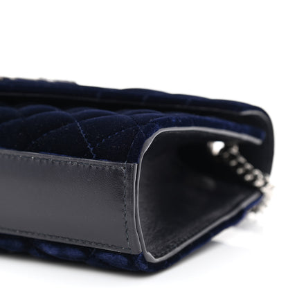 Saint Laurent Velvet Matelasse Triquilt Small Monogram Satchel Navy 10 of 10