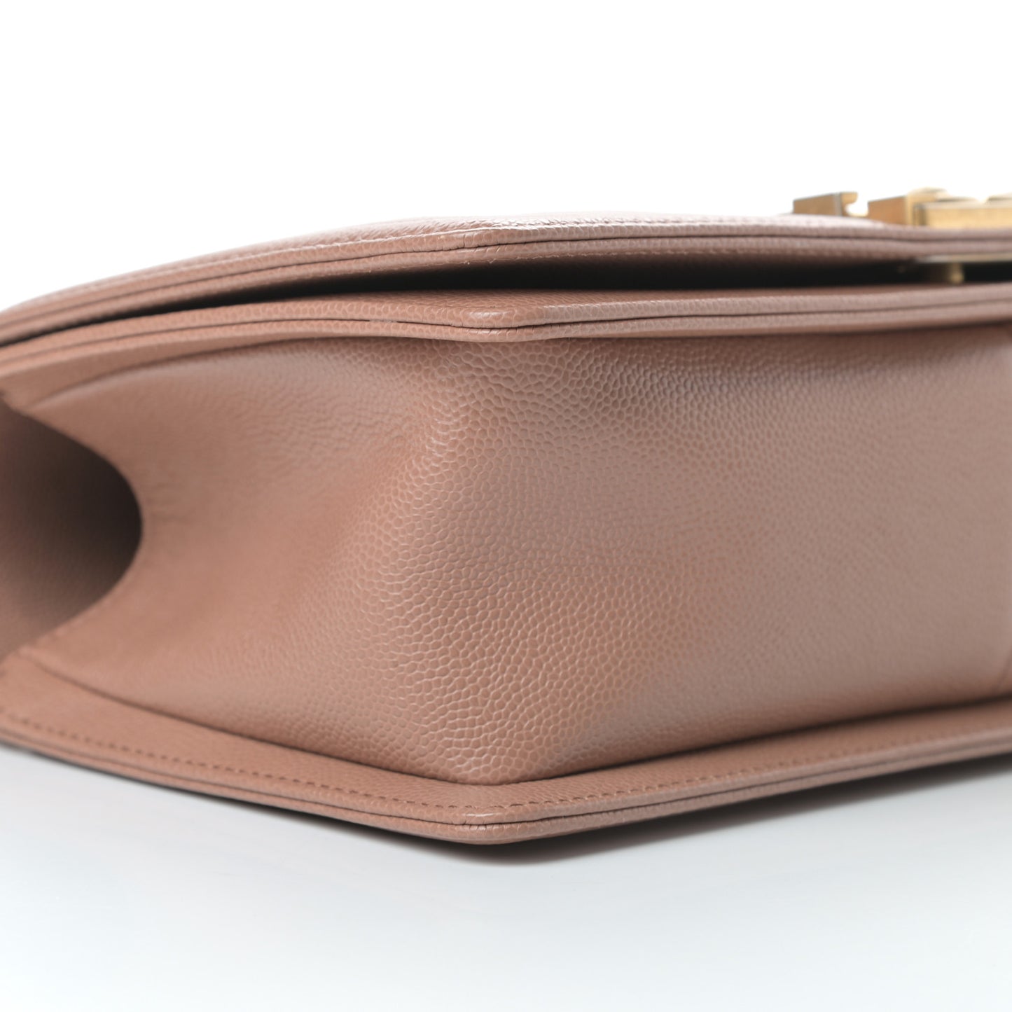 Caviar Chevron Quilted Medium Boy Flap Dark Beige