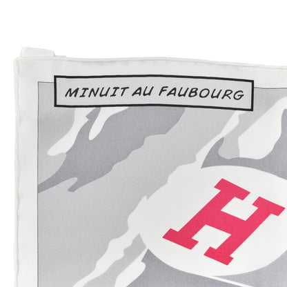 Hermes Silk Minuit Au Faubourg Scarf 70 White Gris Black 2 of 4