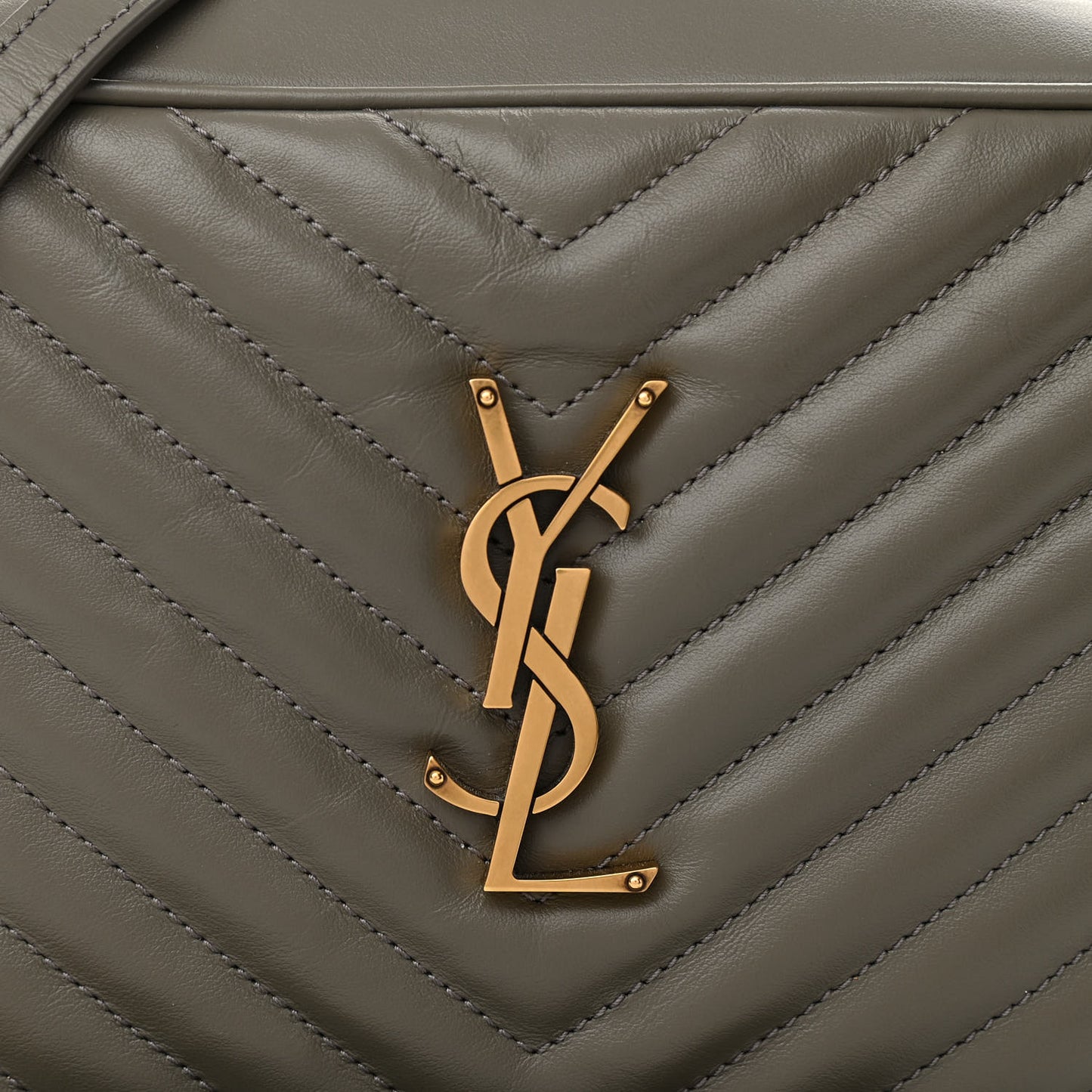 Calfskin Matelasse Monogram Lou Camera Bag Grey Kaki
