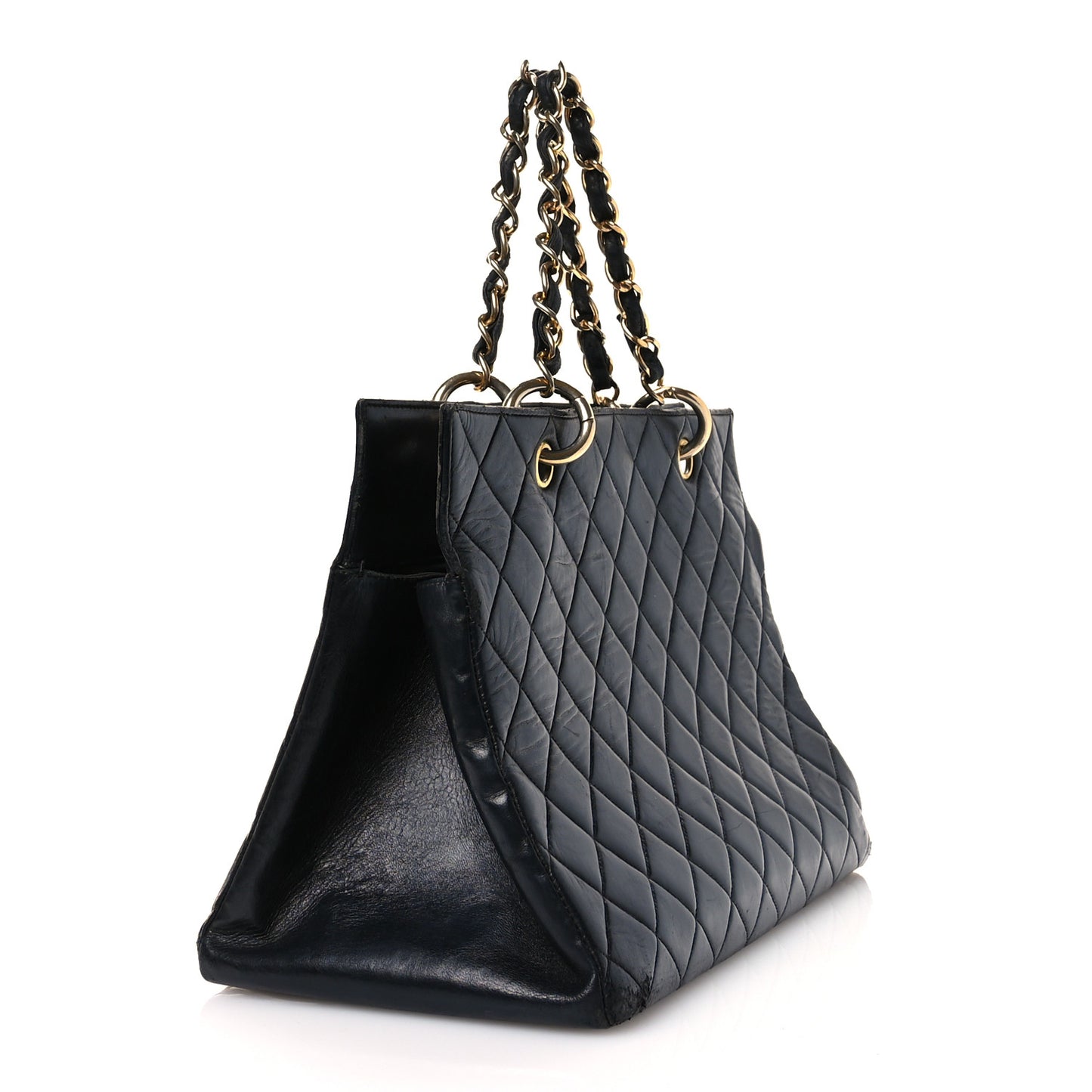Lambskin Quilted Grand Shopping Tote GST Black