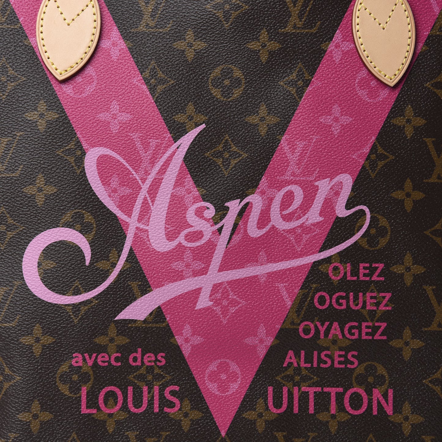 Monogram Aspen V Neverfull MM Hot Pink