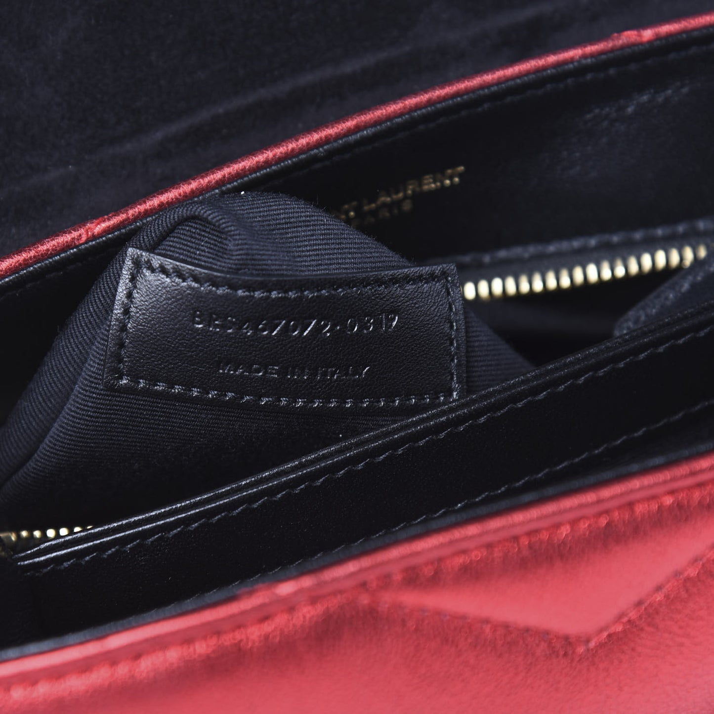 Metallic Calfskin Matelasse Toy Loulou Monogram Chain Satchel Red