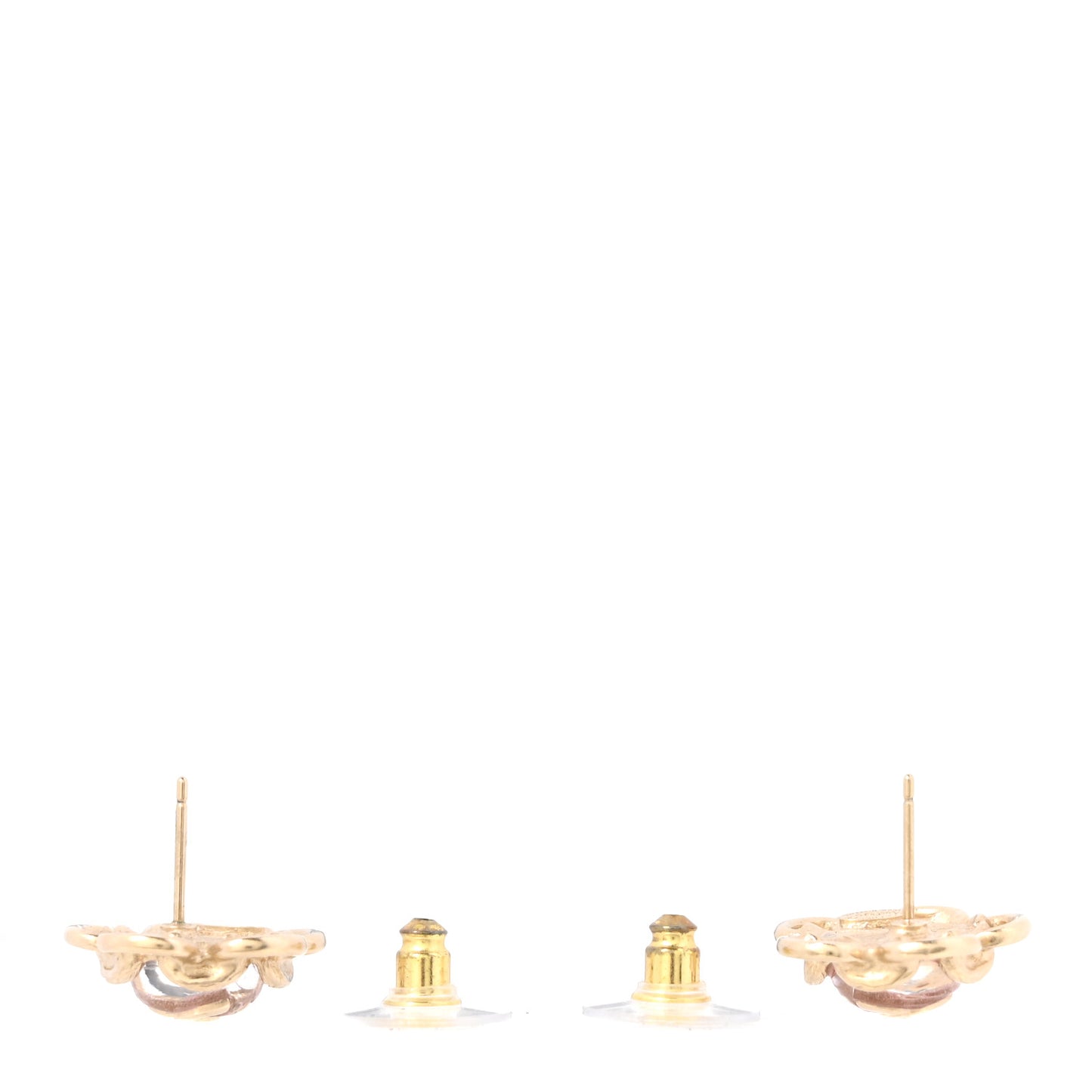 Resin CC Flower Earrings Gold Pink