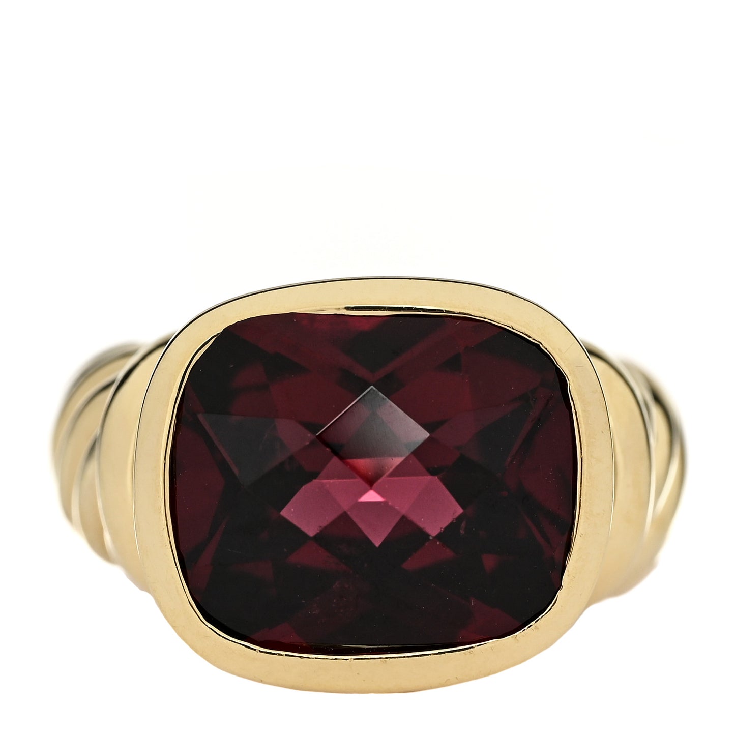 18K Yellow Gold Garnet 11mm Noblesse Ring 52 6