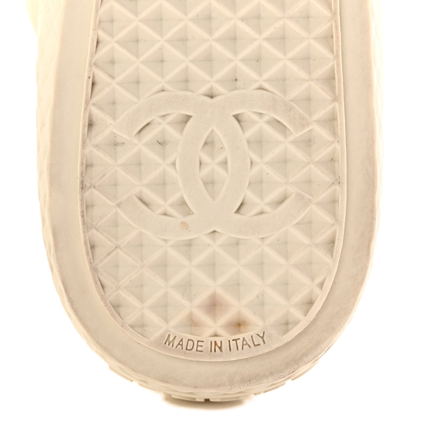 Calfskin High Top CC Sneakers 38.5 Ivory Black