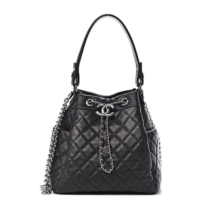 Chanel Lambskin Quilted CC Chain Drawstring Tote Black 1 of 10