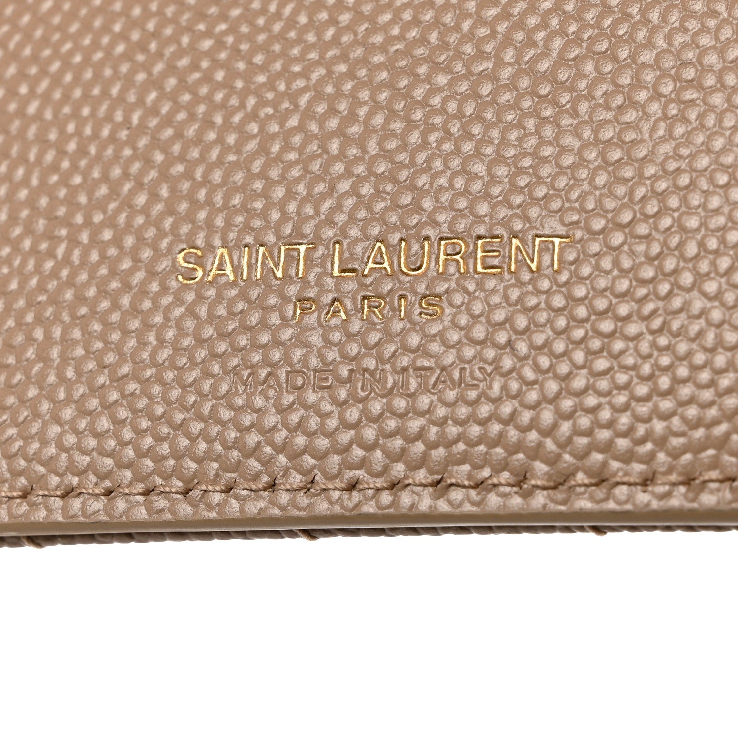 Saint Laurent Grain De Poudre Matelasse Chevron Monogram Zipped Two-Part Wallet Dark Beige 6 of 8