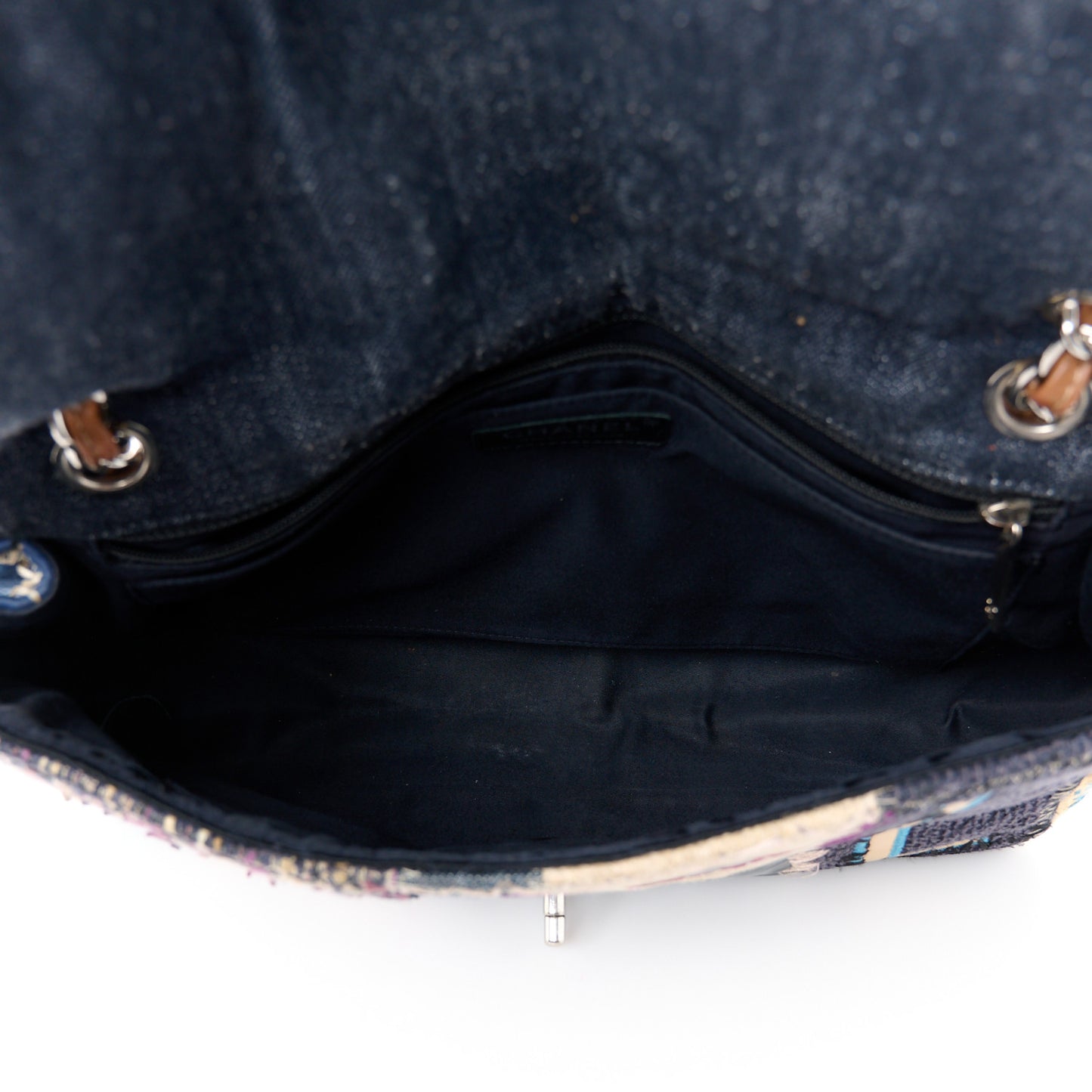 Denim Tweed Patchwork Jumbo Single Flap Multicolor
