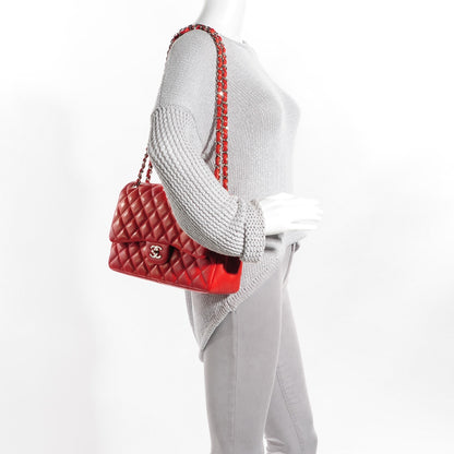 Chanel Lambskin Quilted Jumbo Double Flap Red 2 of 9