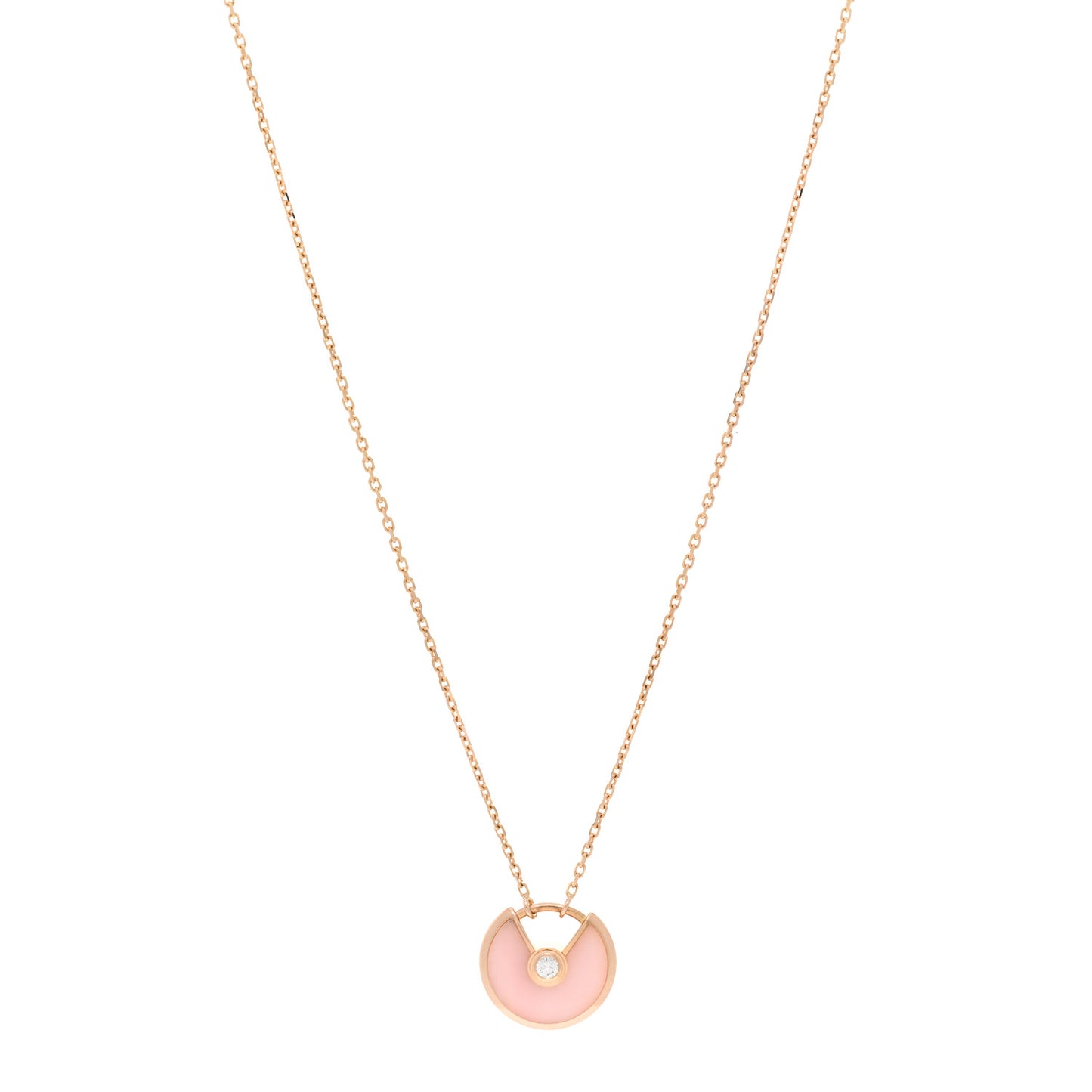 18K Pink Gold Diamond Pink Opal XS Amulette de Cartier Pendant Necklace