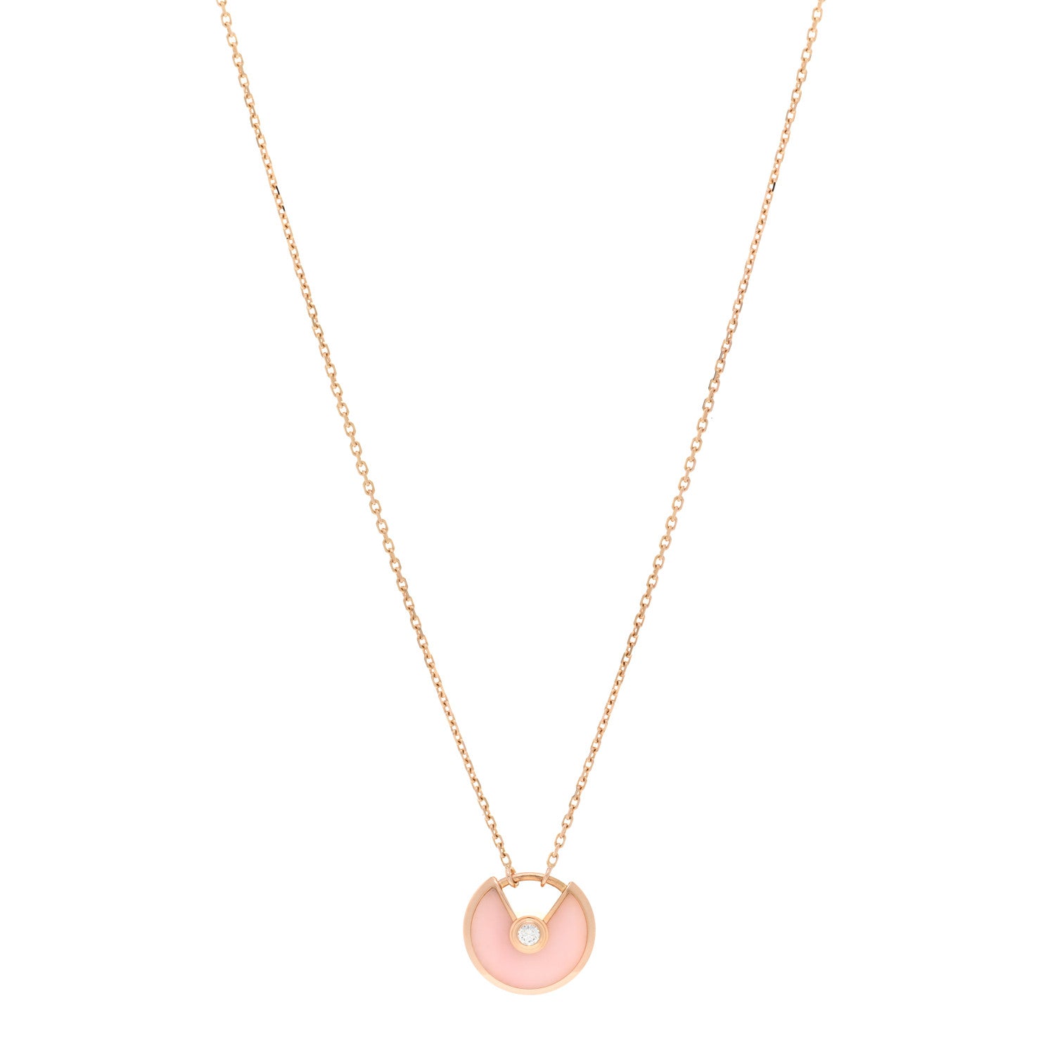 Cartier 18K Pink Gold Diamond Pink Opal XS Amulette de Cartier Pendant Necklace 1 of 4