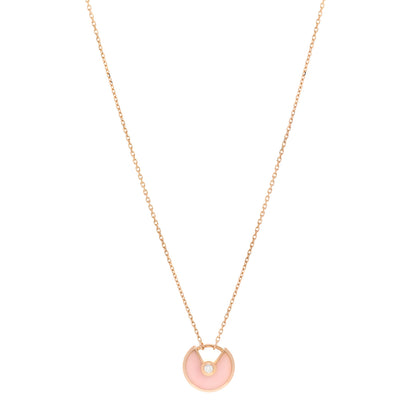 Cartier 18K Pink Gold Diamond Pink Opal XS Amulette de Cartier Pendant Necklace 1 of 4