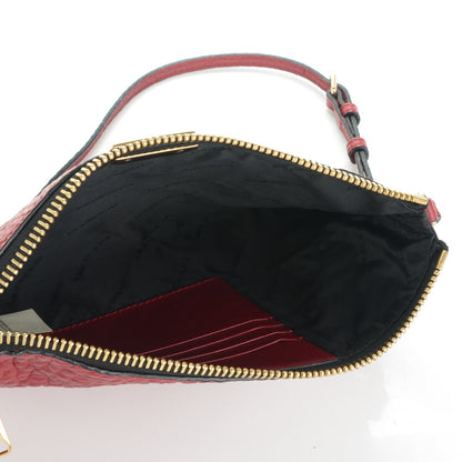 Burberry Signature Grain Calfskin Check Embossed Peyton Crossbody Clutch Bag Military Red 5 of 10